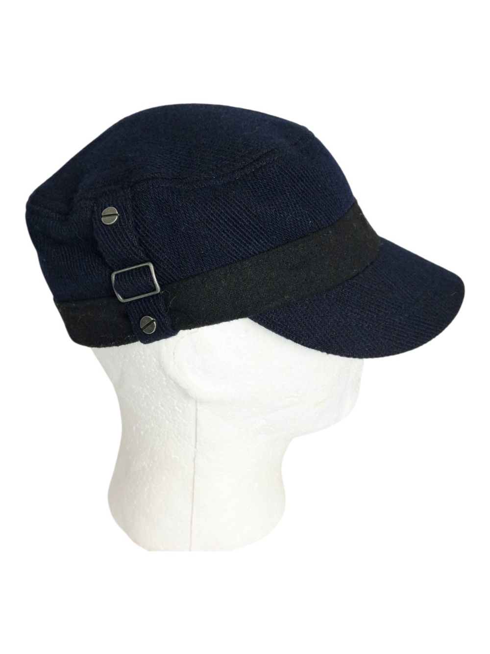 Calvin Klein Navy Blue Wool Blend Cadet Cap Military Castro Hat Visor One Size